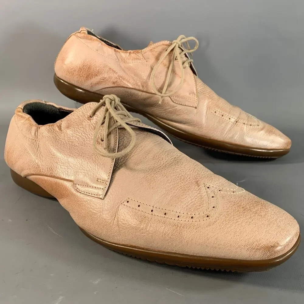 PAUL SMITH Size 10 Beige Cream 5143/LAN Faded Leather Oxford Lace Up Shoes